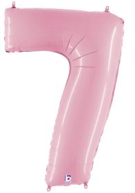 34 inch Betallic Pastel Pink Number 7 Foil Balloon - Pkg