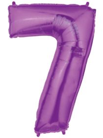 34 inch Betallic Purple Number 7 Foil Balloon - Pkg
