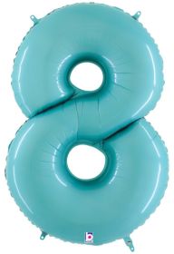 34 inch Betallic Pastel Blue Number 8 Foil Balloon - Pkg