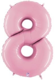 34 inch Betallic Pastel Pink Number 8 Foil Balloon - Pkg