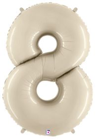 34 inch Betallic White Sand Number 8 Foil Balloon - Pkg