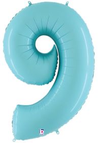 34 inch Betallic Pastel Blue Number 9 Foil Balloon - Pkg