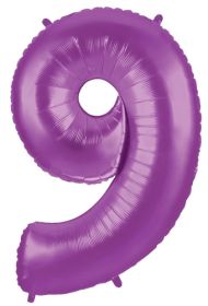 34 inch Betallic Purple Number 9 Foil Balloon - Pkg