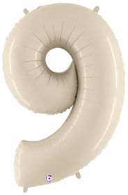 34 inch Betallic White Sand Number 9 Foil Balloon - Pkg