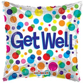18 inch Get Well Dots Foil Mylar Square Balloon