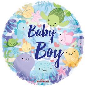 18 inch Baby Boy Under the Sea Circle Clearview Balloon
