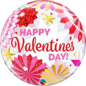 22 inch Qualatex Happy Valentine's Day Paper Fans Bubble Balloon