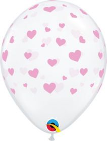 11 inch Qualatex Random Hearts Around Clear Latex Balloons - 50 count
