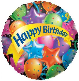 18 inch Festive Balloons Birthday Circle Balloon - Flat