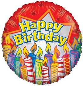 18 inch Birthday Candles Circle Balloon - Flat