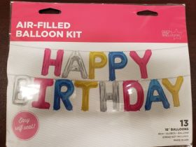 16 inch Multicolor Happy Birthday Letter Balloon Kit - AIR FILL