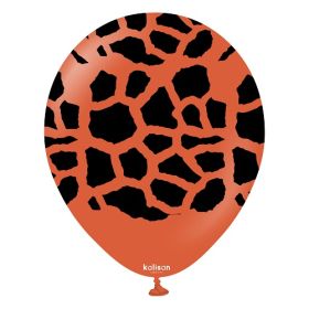 12 inch Kalisan Safari Giraffe Print Rust Orange Latex Balloons - 25 ct