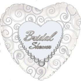 18 inch Foil Mylar Heart Bridal Shower Pearls Balloon