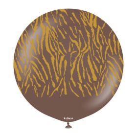 24 inch Kalisan Safari Tiger Chocolate Brown with Gold Print Latex Balloons - 1 CT
