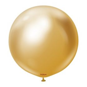 24 inch Kalisan Gold Mirror Chrome Latex Balloons - 2 ct