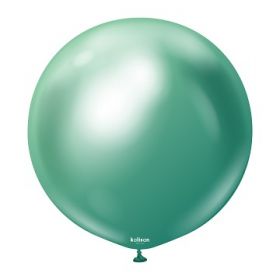 24 inch Kalisan Green Mirror Chrome Latex Balloons - 2 ct
