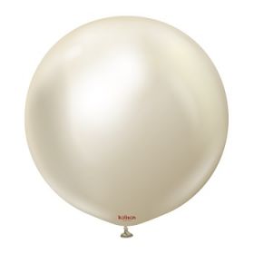 24 inch Kalisan White Gold Mirror Chrome Latex Balloons - 2 ct