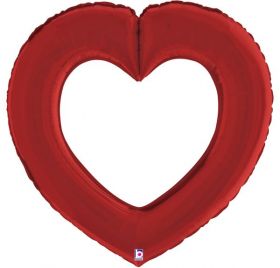 41 inch Betallic Red Linking Heart Foil Balloon - Pkg