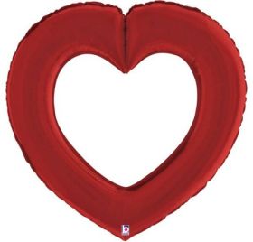 41 inch Betallic Red Linking Heart Foil Balloon - Flat