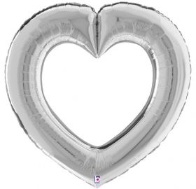 41 inch Betallic Silver Linking Heart Foil Balloon - Pkg