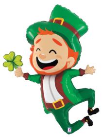 39 inch Betallic Jumping Leprechaun Shape Foil Balloon - Pkg
