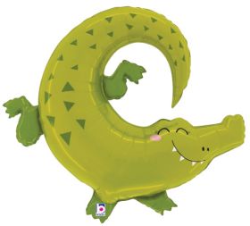 34 inch Betallic Jungle Alligator Shape Foil Balloon - Pkg