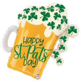 27 inch Betallic St Pat's Beer Shape Foil Balloon - Pkg