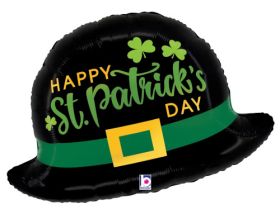 26 inch Betallic St Pat's Leprechaun Hat Shape Foil Balloon - Pkg