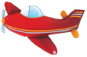 37 inch Betallic Red Airplane Shape Foil Balloon - Pkg