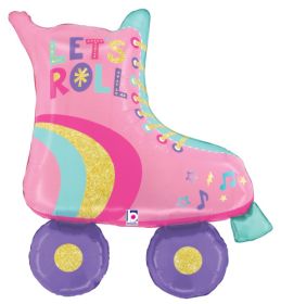 33 inch Betallic Pink Roller Skate Shape Foil Balloon - Pkg