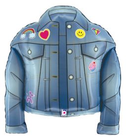 30 inch Betallic Birthday Patches Denim Jacket Shape Foil Balloon - Pkg