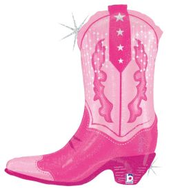 29 inch Betallic Pink Cowgirl Boot Shape Foil Balloon - Pkg