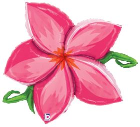 39 inch Betallic Pink Linky Plumeria Shape Foil Balloon - Pkg