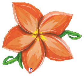 39 inch Betallic Orange Linky Plumeria Shape Foil Balloon - Pkg