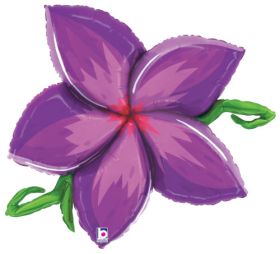 39 inch Betallic Purple Linky Plumeria Shape Foil Balloon - Pkg