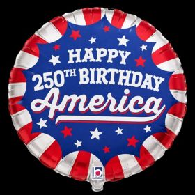 18 inch Betallic American 250th Birthday Foil Balloon - Flat