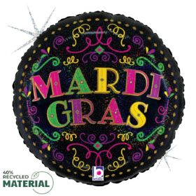 18 inch Betallic Mardi Gras Filigree Foil Balloon - Pkg