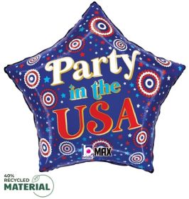 18 inch Betallic Party in the USA Foil Balloon - flat
