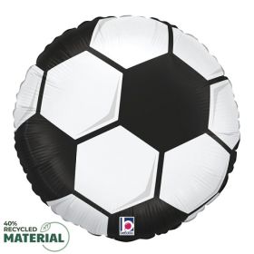 18 inch Betallic Soccer Ball White Foil Balloon - flat