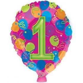 18 inch Foiltex Latex Shape Foil #1 Birthday Balloon - Flat