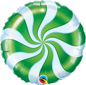 Qualatex 18 inch Foil Mylar Green Candy Swirl Round Balloon