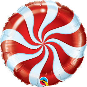 Qualatex 18 inch Foil Mylar Red Candy Swirl Round Balloon