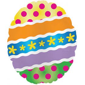 9 inch CTI Multi Colored Egg Easter Foil Balloon - flat