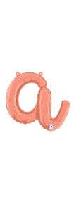 14 inch Betalllic Rose Gold Script Letter a Foil Balloon - Pkg - AIR FILL ONLY