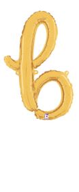 14 inch Betalllic Gold Script Letter b Foil Balloon - Pkg - AIR FILL ONLY