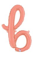 14 inch Betalllic Rose Gold Script Letter b Foil Balloon - Pkg - AIR FILL ONLY