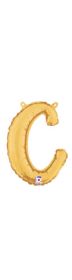 14 inch Betalllic Gold Script Letter c Foil Balloon - Pkg - AIR FILL ONLY