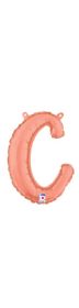 14 inch Betalllic Rose Gold Script Letter c Foil Balloon - Pkg - AIR FILL ONLY