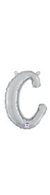 14 inch Betalllic Silver Script Letter c Foil Balloon - Pkg - AIR FILL ONLY