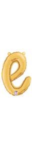 14 inch Betalllic Gold Script Letter e Foil Balloon - Pkg - AIR FILL ONLY